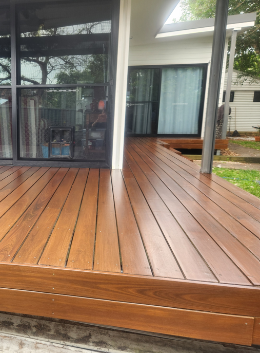 Timber decking boards in a residential backyard - Finish